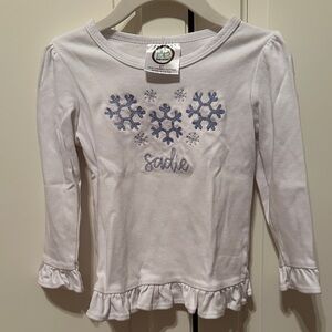 Embroidered Sadie White Snowflake Kids Top
